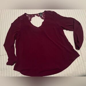 Torrid Deep Burgundy Lace Accent Blouse